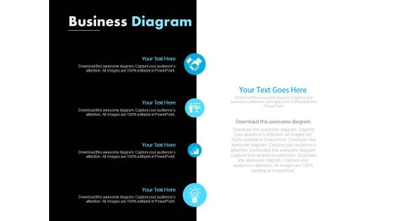 Four Points Diagram With Business Icons Powerpoint Slides