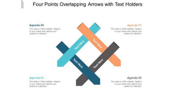 Four Points Overlapping Arrows With Text Holders Ppt Powerpoint Presentation Infographic Template Ideas
