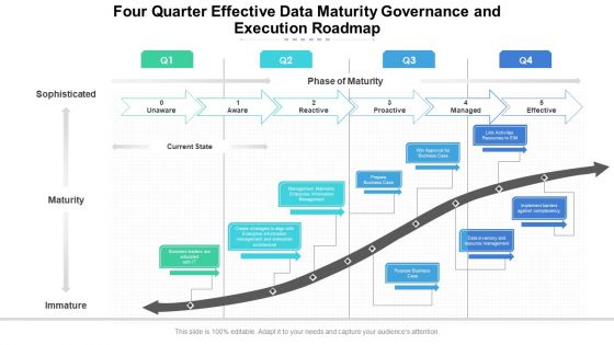 Four Quarter Effective Data Maturity Governance And Execution Roadmap Themes