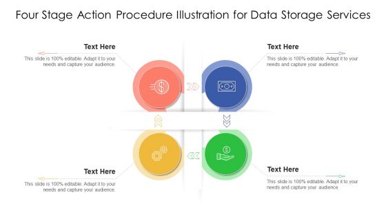 Four Stage Action Procedure Illustration For Data Storage Services Themes PDF