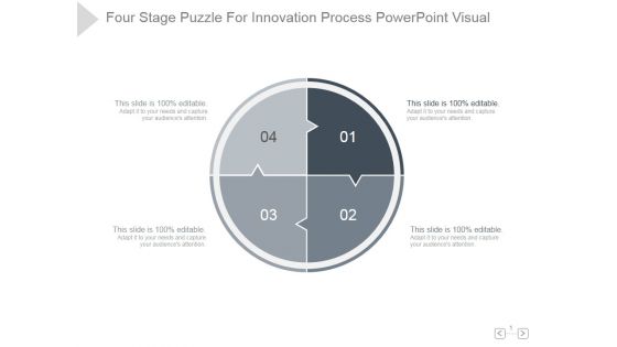 Four Stage Puzzle For Innovation Process Ppt PowerPoint Presentation Background Images