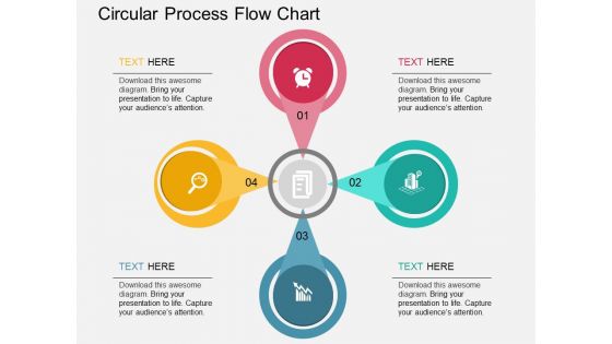 Four Staged Circular Process Flow Chart Powerpoint Template