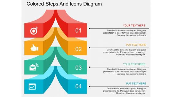 Four Staged Colored Steps And Icons Diagram Powerpoint Template