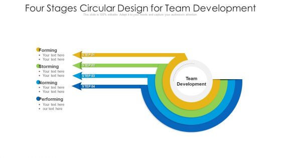 Four Stages Circular Design For Team Development Ppt PowerPoint Presentation File Styles PDF