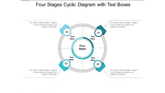 Four Stages Cyclic Diagram With Text Boxes Ppt Powerpoint Presentation Icon Visual Aids