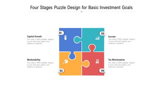 Four Stages Puzzle Design For Basic Investment Goals Ppt Powerpoint Presentation Outline Layout Pdf