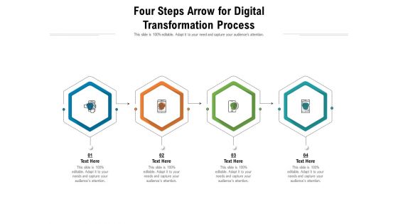 Four Steps Arrow For Digital Transformation Process Ppt PowerPoint Presentation File Outline PDF