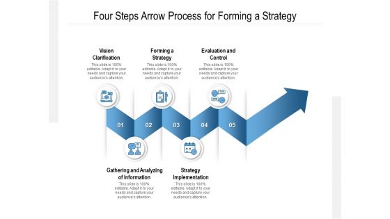 Four Steps Arrow Process For Forming A Strategy Ppt PowerPoint Presentation Slides File Formats