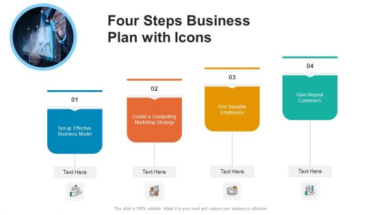 Four Steps Business Plan With Icons Ppt PowerPoint Presentation File Themes PDF