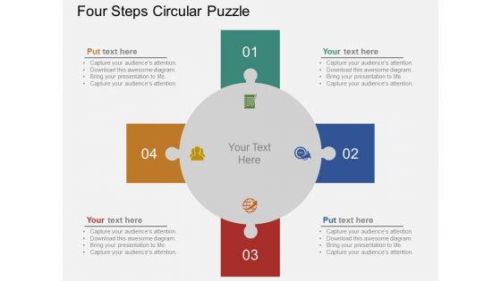 Four Steps Circular Puzzle Powerpoint Template