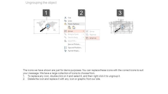 Four Steps Global Search Diagram PowerPoint Slides