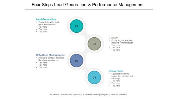 Four Steps Lead Generation And Performance Management Ppt PowerPoint Presentation Slides Layout Ideas