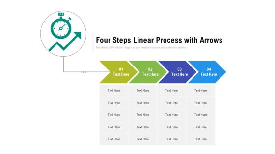 Four Steps Linear Process With Arrows Ppt PowerPoint Presentation File Clipart PDF