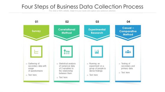Four Steps Of Business Data Collection Process Ppt PowerPoint Presentation Inspiration Styles PDF
