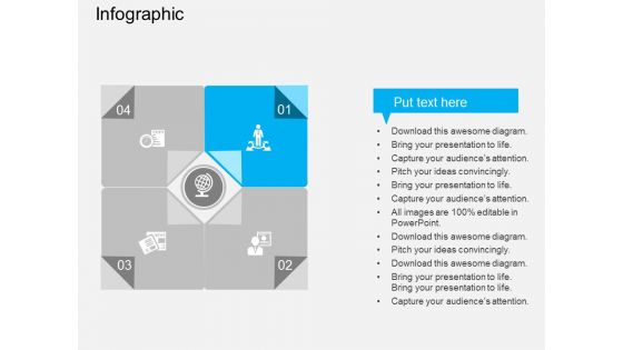 Four Steps Of Globe Business Planning Powerpoint Template