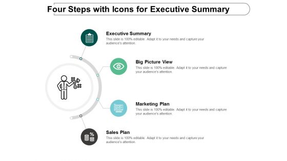 Four Steps With Icons For Executive Summary Ppt Powerpoint Presentation Inspiration Styles