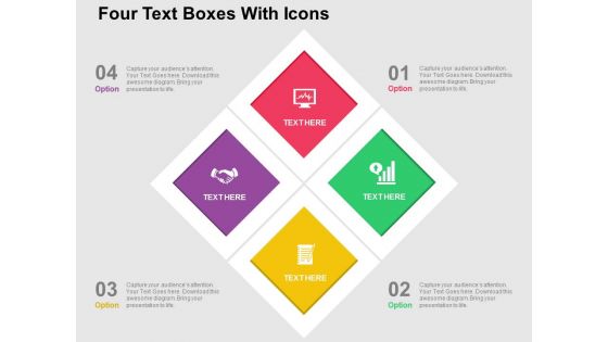 Four Text Boxes With Icons Powerpoint Templates