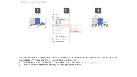 Four Trucks With Percentage Values For Comparison Powerpoint Slides
