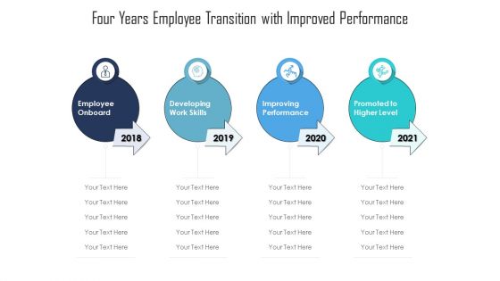 Four Years Employee Transition With Improved Performance Ppt PowerPoint Presentation Summary Master Slide PDF