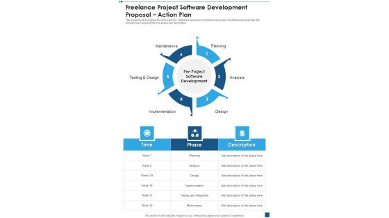 Freelance Project Software Development Proposal Action Plan One Pager Sample Example Document