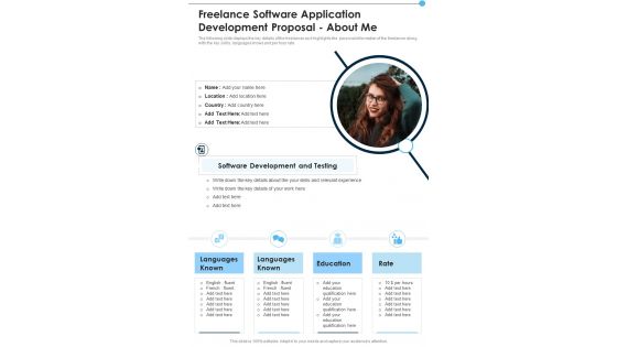Freelance Software Application Development Proposal About Me One Pager Sample Example Document Freelance Software Application Development Proposal About Me One Pager Sample Example Document