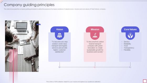 Freight Shipping Company Profile Company Guiding Principles Inspiration PDF