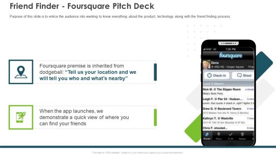 Friend Finder Foursquare Pitch Deck Ppt Slides Introduction PDF