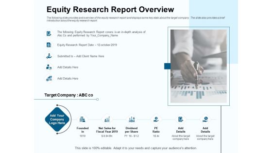 Fund Investment Advisory Statement Equity Research Report Overview Ppt Outline Infographics PDF