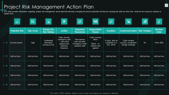 Fundamental PMP Elements Of IT Projects IT Project Risk Management Action Plan Mockup PDF