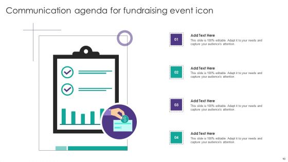 Fundraising Event Communication Agenda Ppt PowerPoint Presentation Complete Deck With Slides