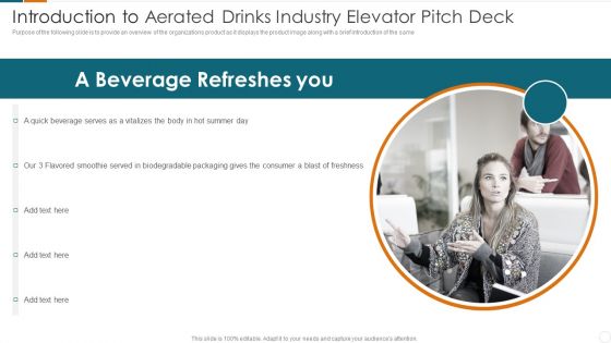 Fundraising Pitch Deck For Carbonated Drinks Industry Introduction To Aerated Drinks Industry Elevator Slides PDF