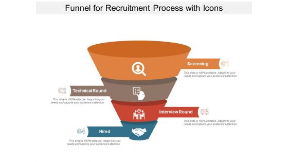 Funnel For Recruitment Process With Icons Ppt PowerPoint Presentation Summary Layout Ideas PDF