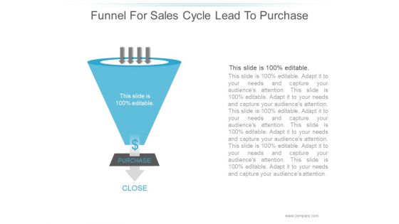 Funnel For Sales Cycle Lead To Purchase Ppt PowerPoint Presentation Slide Download