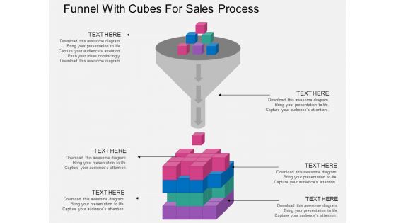 Funnel With Cubes For Sales Process Powerpoint Template