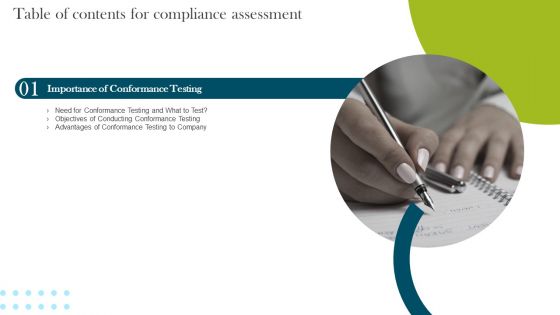 G1 Table Of Contents For Compliance Assessment Ppt Example File PDF
