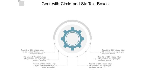 Gear With Circle And Six Text Boxes Ppt PowerPoint Presentation File Background Designs