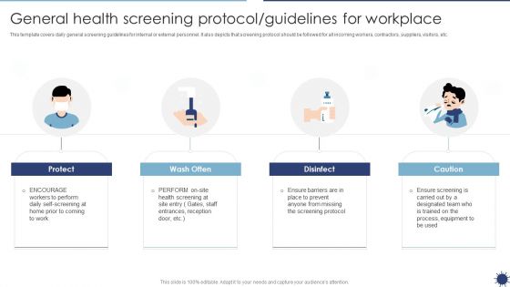 General Health Screening Protocol Guidelines For Workplace Organization Transformation Instructions Background PDF