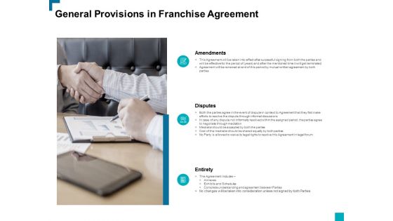 General Provisions In Franchise Agreement Ppt PowerPoint Presentation Ideas Layouts