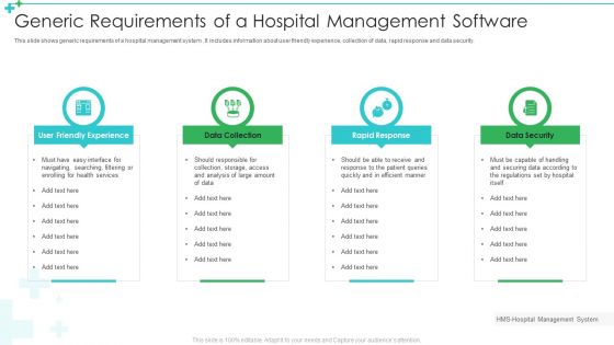 Generic Requirements Of A Hospital Management Software Ppt File Show PDF