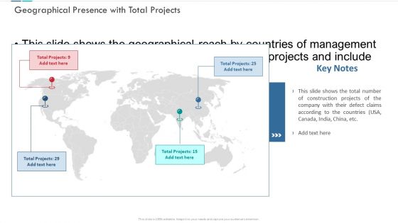 Geographical Presence With Total Projects Icons PDF