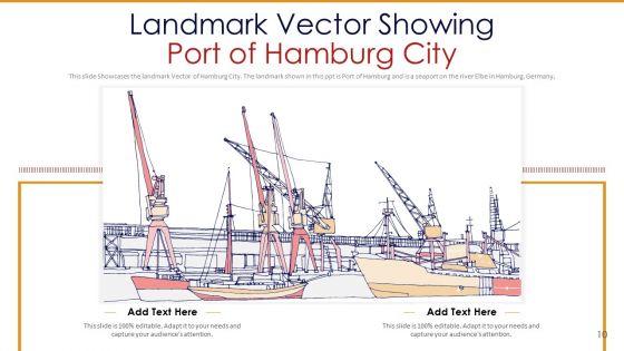 Germany Outlines Flags Mileposts Memorials City And Skyscraper Deck PowerPoint Template
