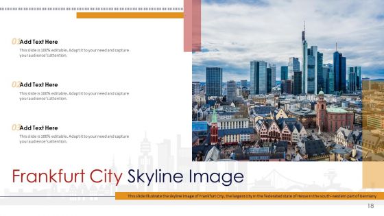 Germany Outlines Flags Mileposts Memorials City And Skyscraper Deck PowerPoint Template