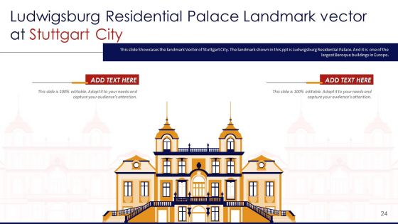 Germany Outlines Flags Mileposts Memorials City And Skyscraper Deck PowerPoint Template