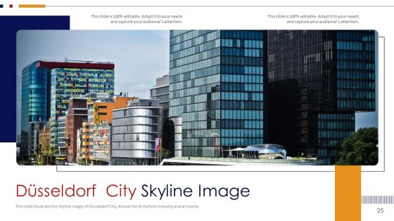 Germany Outlines Flags Mileposts Memorials City And Skyscraper Deck PowerPoint Template