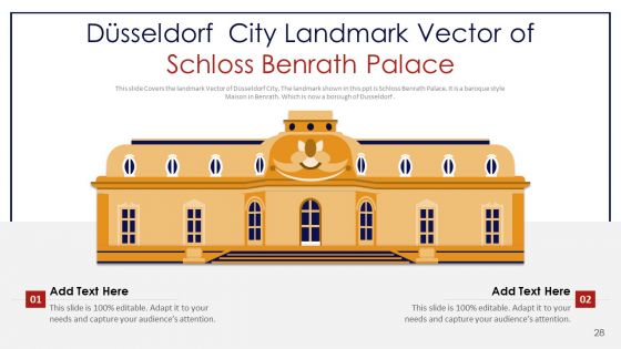 Germany Outlines Flags Mileposts Memorials City And Skyscraper Deck PowerPoint Template