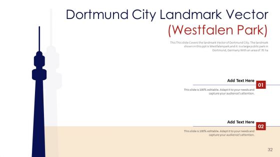 Germany Outlines Flags Mileposts Memorials City And Skyscraper Deck PowerPoint Template