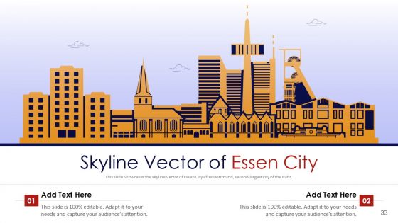Germany Outlines Flags Mileposts Memorials City And Skyscraper Deck PowerPoint Template