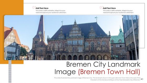 Germany Outlines Flags Mileposts Memorials City And Skyscraper Deck PowerPoint Template