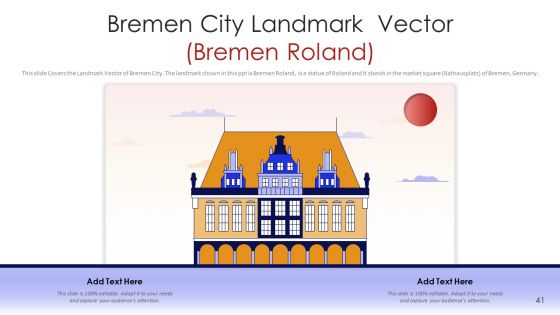 Germany Outlines Flags Mileposts Memorials City And Skyscraper Deck PowerPoint Template