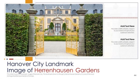 Germany Outlines Flags Mileposts Memorials City And Skyscraper Deck PowerPoint Template